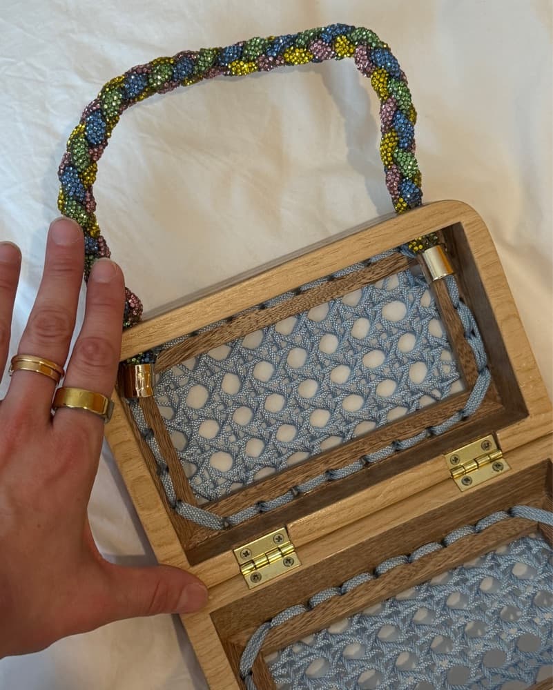 Michelle Daccareti Beaded Woven Bag - Image 3