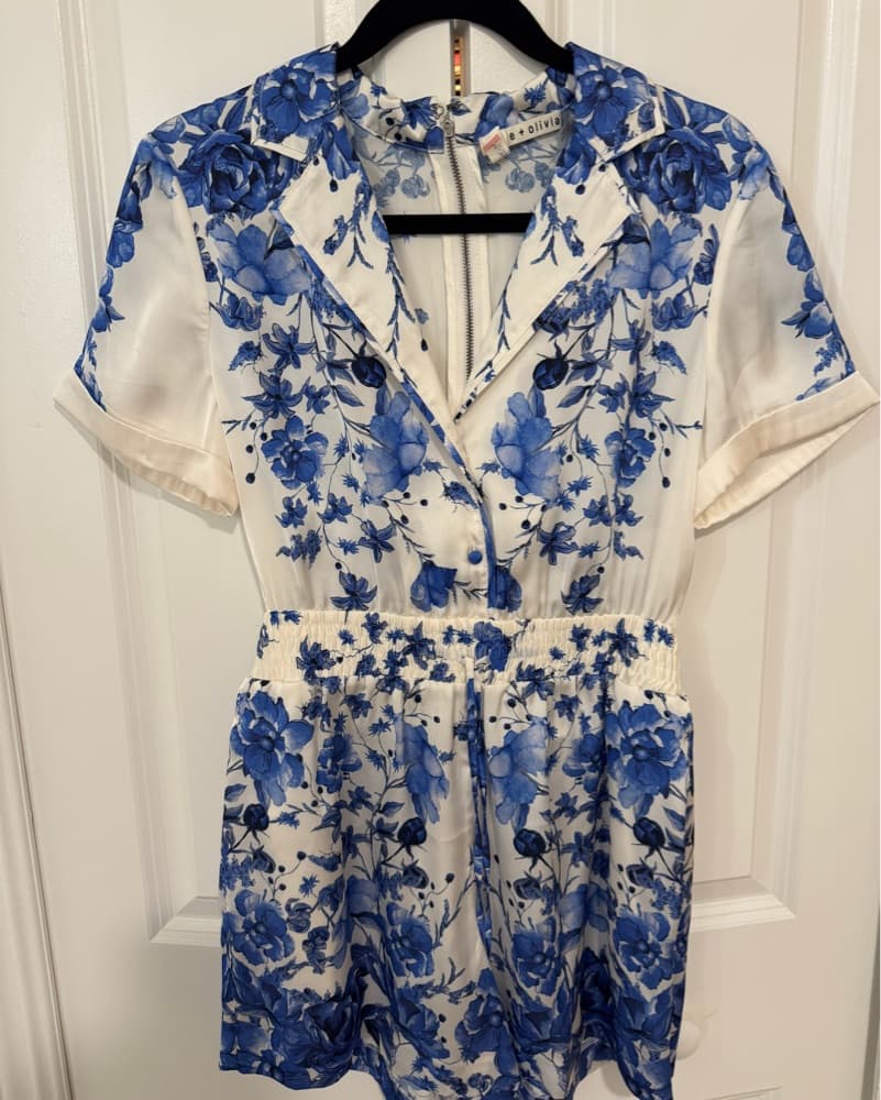 Alice And Olivia Blue Floral Romper - Image 2