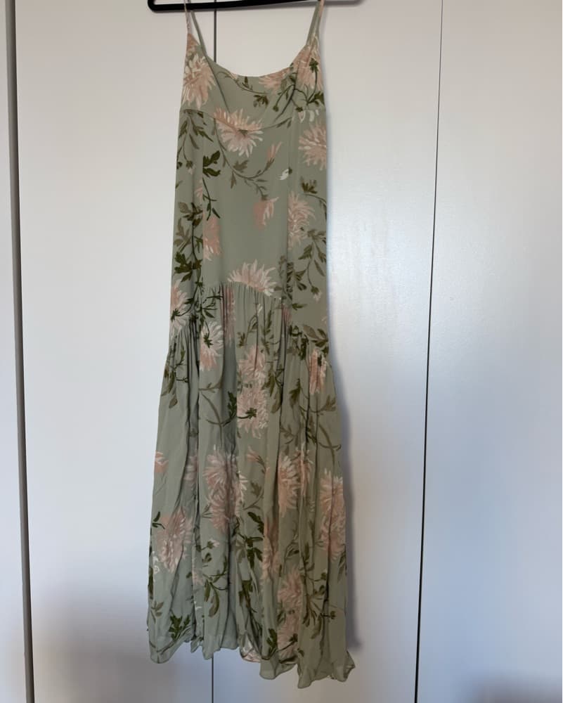 Elegant Sage Floral Maxi Dress - Image 2