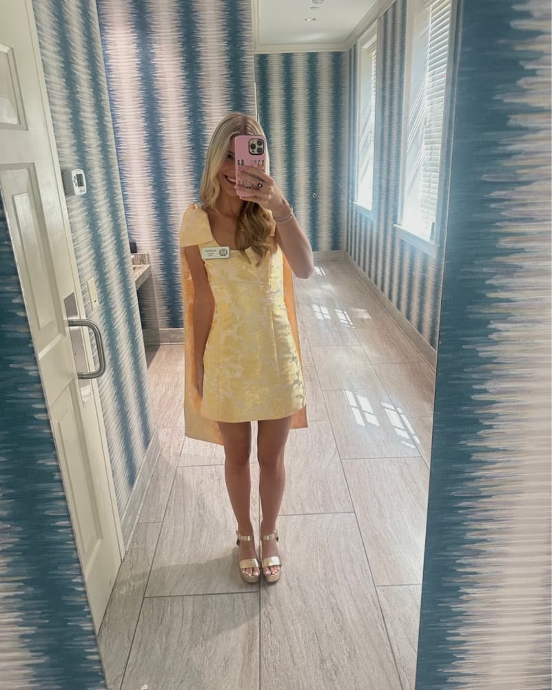 Yellow Floral Cocktail Dress - Image 2