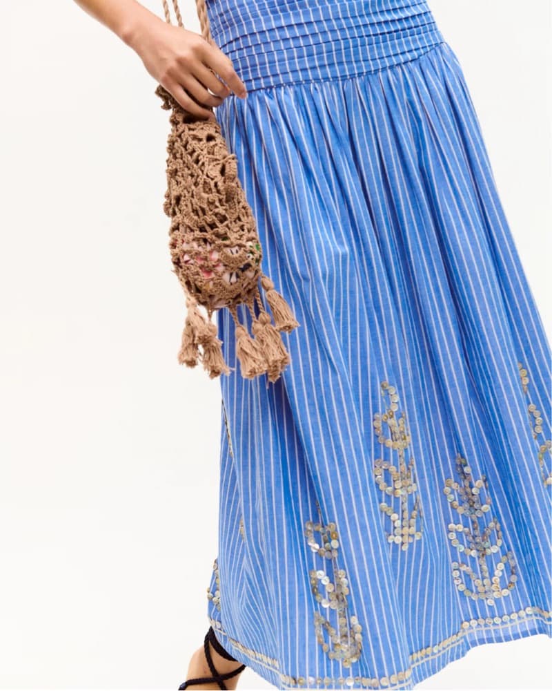 Carolina K Blue Striped Midi Dress - Image 2