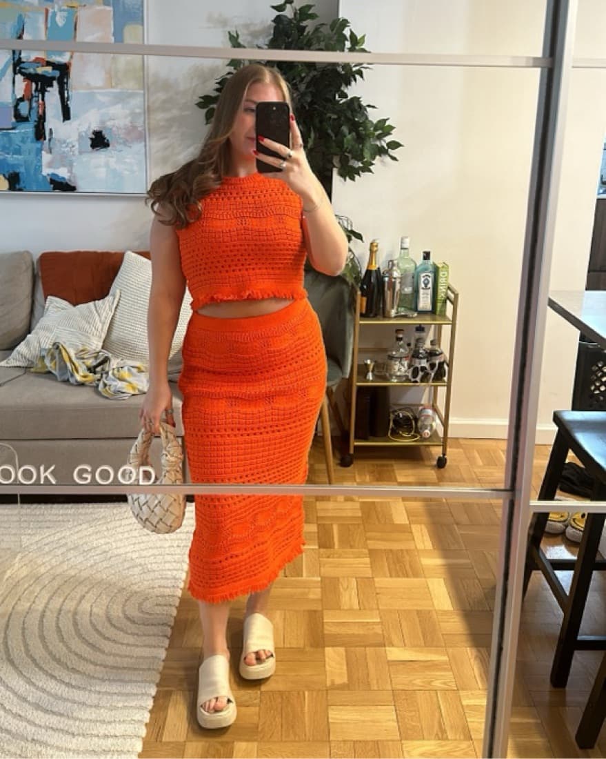 Vibrant Orange Crochet Two Piece - Image 4