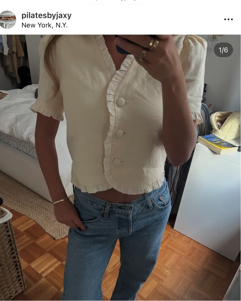 Soft Ruffled Button-Up Blouse - Image 2