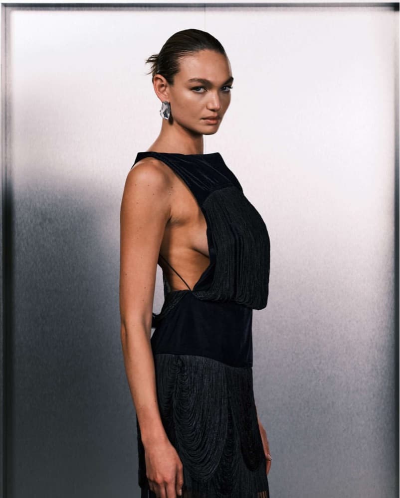 Velvet Fringe Midi Dress - Image 1