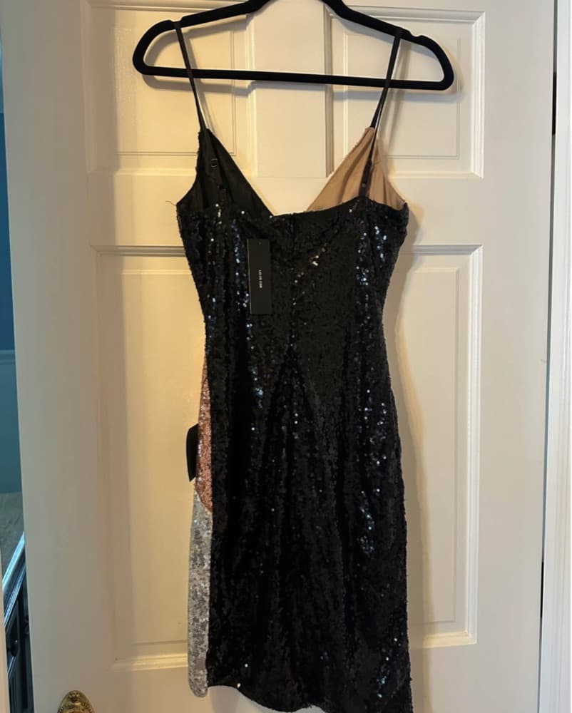 Sequin Color Block Bodycon Mini Dress - Image 2