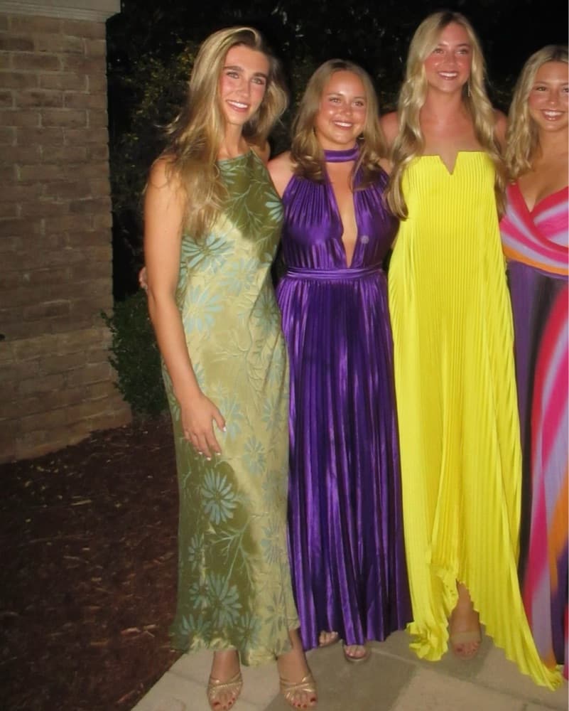 Kay Unger Olive Green Floral Maxi Dress - Image 1