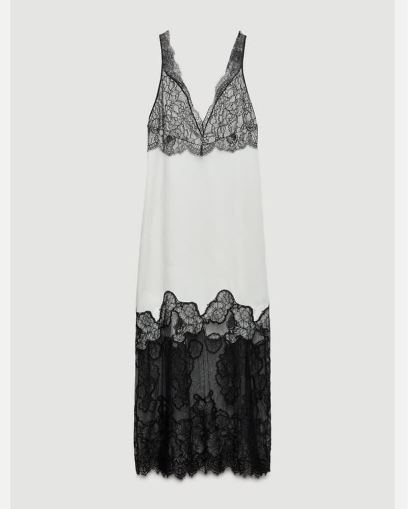 Elegant Lace-Trimmed White Maxi Dress - Image 1
