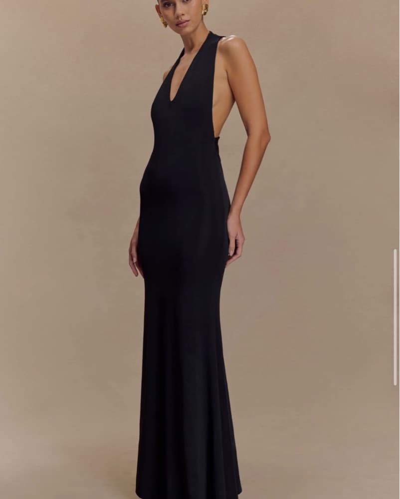 Black Tie V Neck Maxi Dress - Image 4