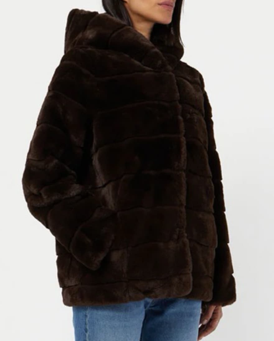 Apparis Goldie Short Coat in Espresso - Image 2