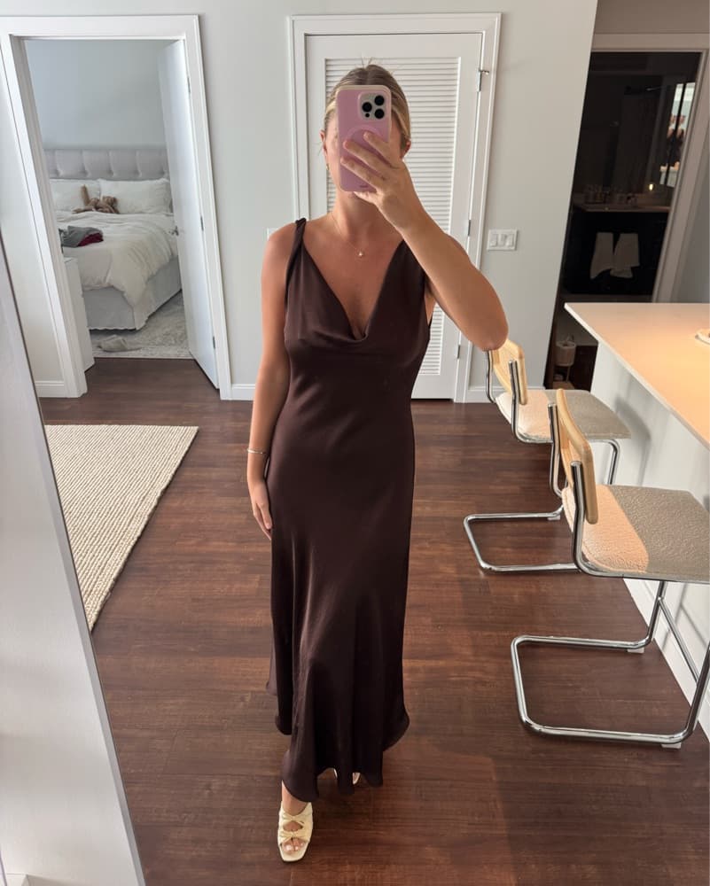 Zara Maxi Brown Wedding Guest Dress - Image 1