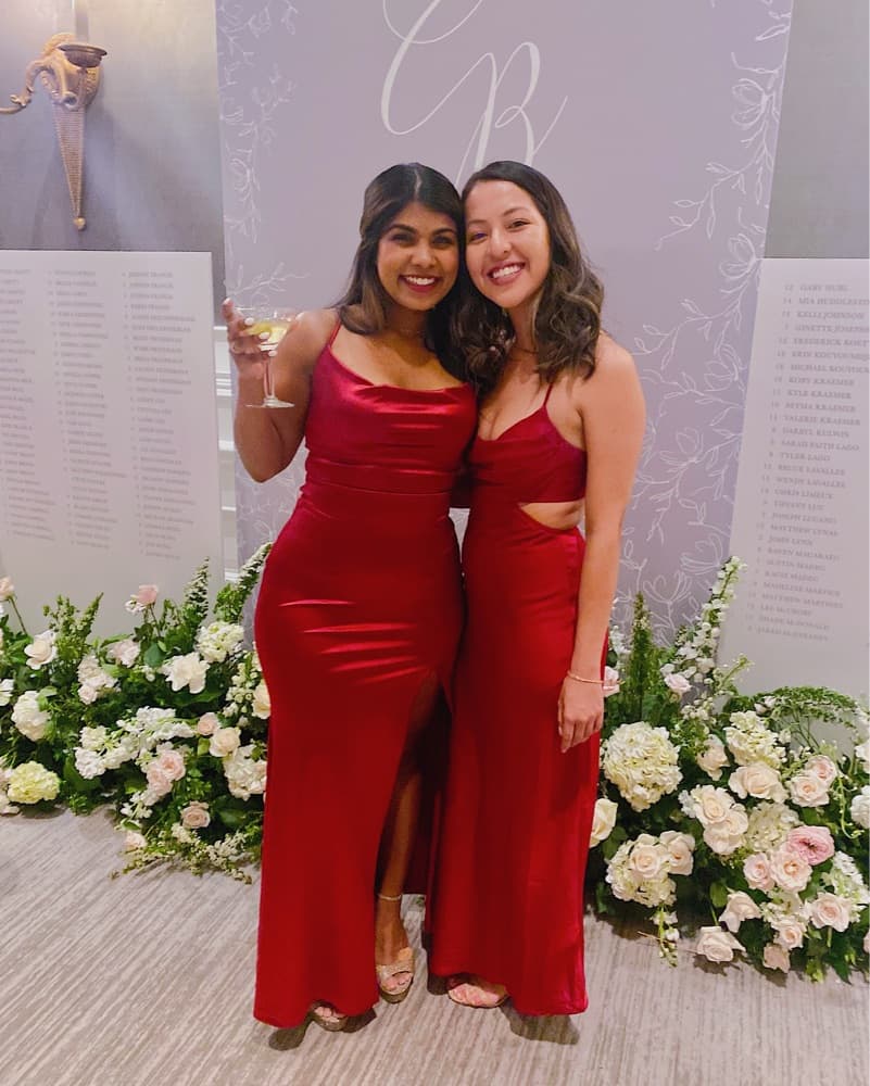 Red Satin Maxi Dress - Image 1