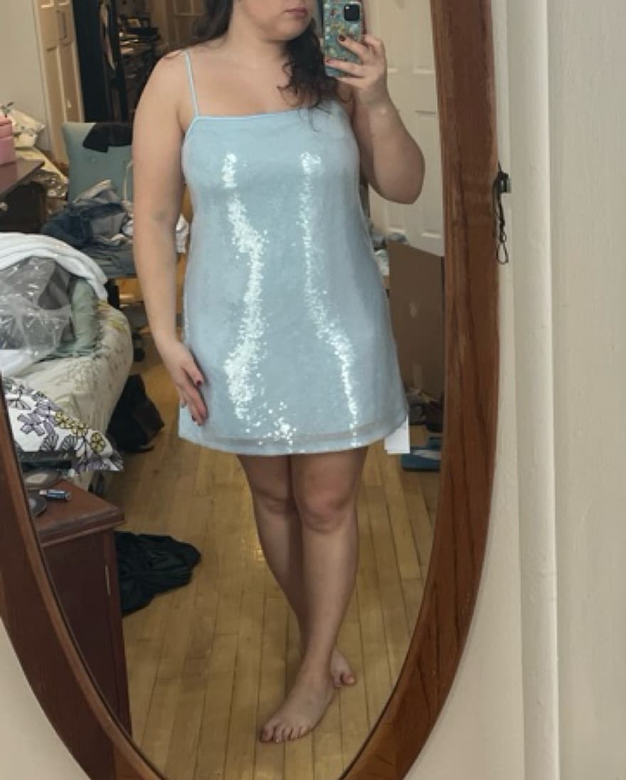 Blue Sequin Mini Dress - Image 5