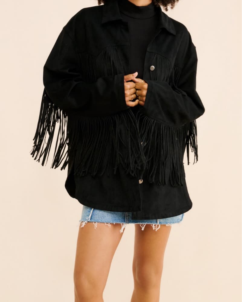 Free People Fringe Out Vegan Suede Jacke - Image 3