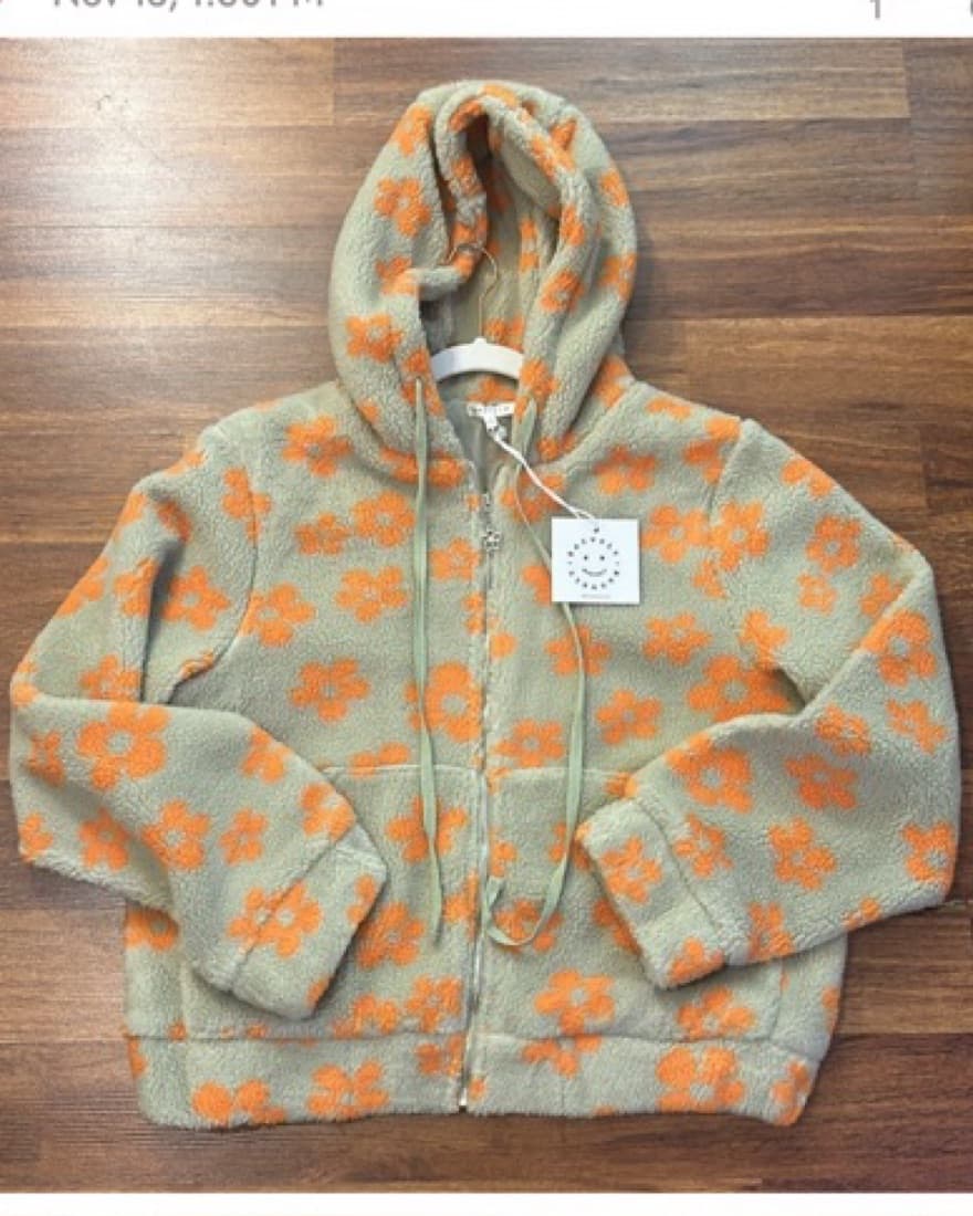 Green Flower Boutique Fleece Zip Up - Image 1