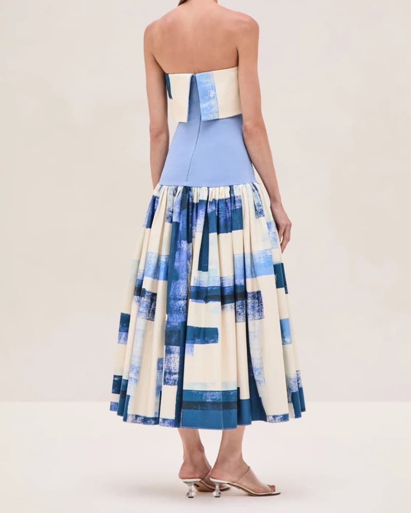 Alexis Blue and White Midi Dress - Image 3