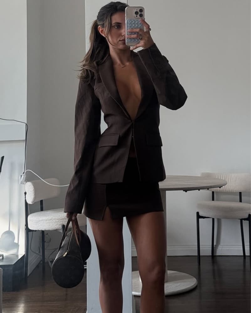 Brown Blazer Mini Skirt set  - Image 1