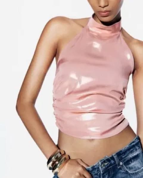Zara PINK METALLIC FOIL TOP - Image 2