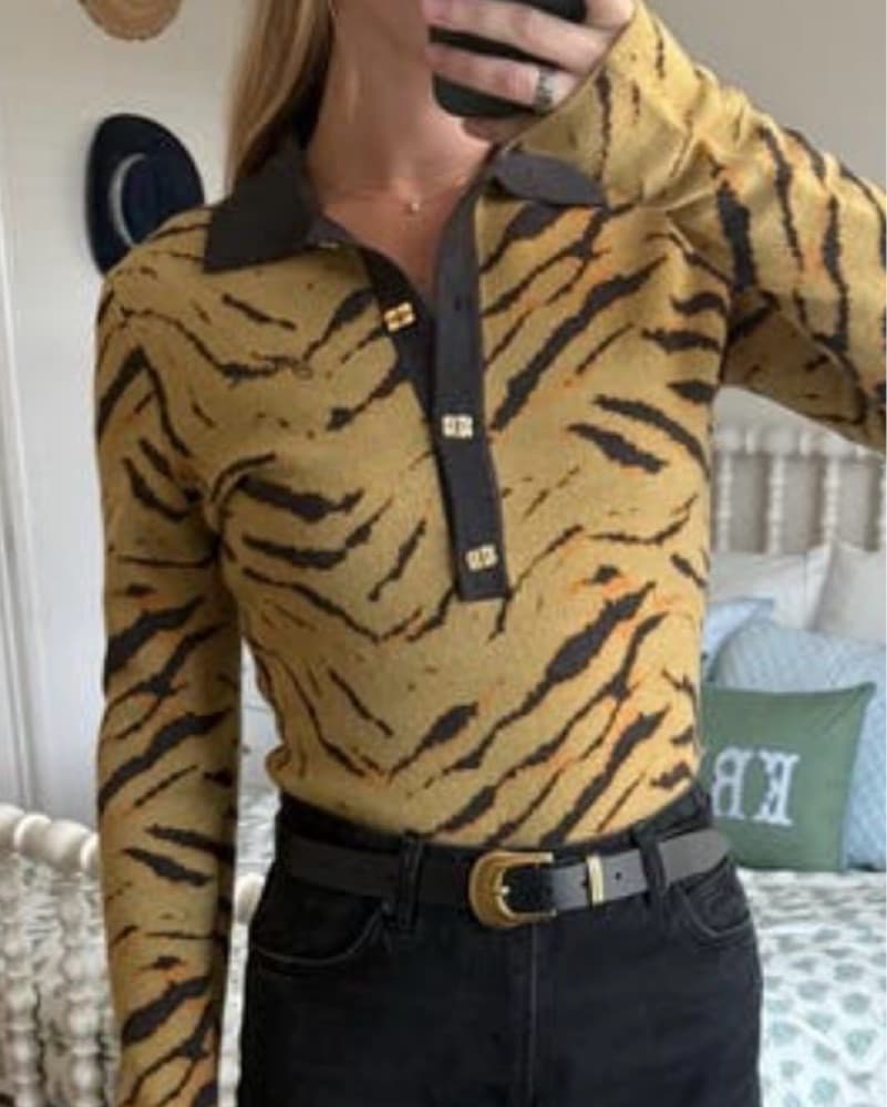 Ganni Tiger Print Button-Up - Image 2