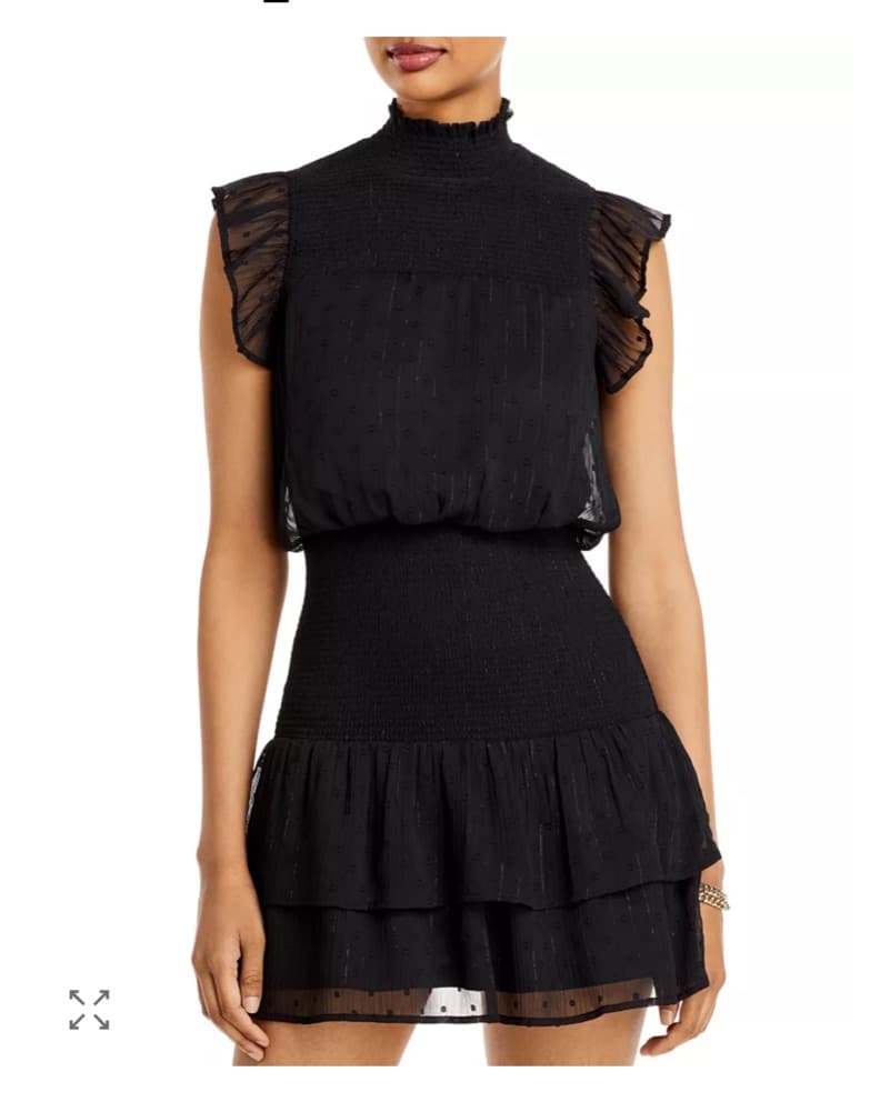 Aqua Black Ruffle Smocked Mini Dress - Image 1