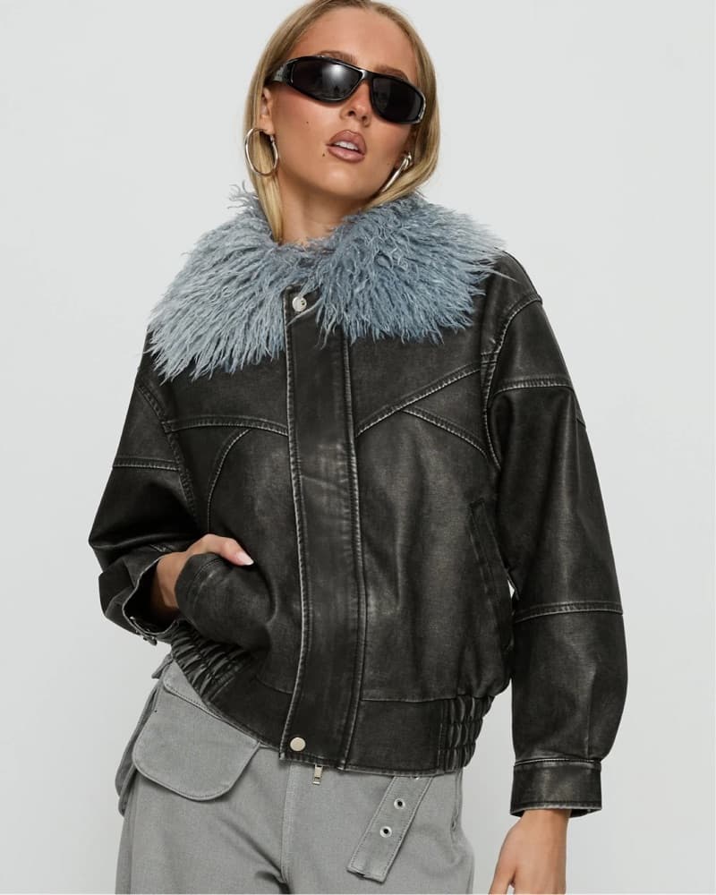 Blue Fur Collar Coat Jacket - Image 2