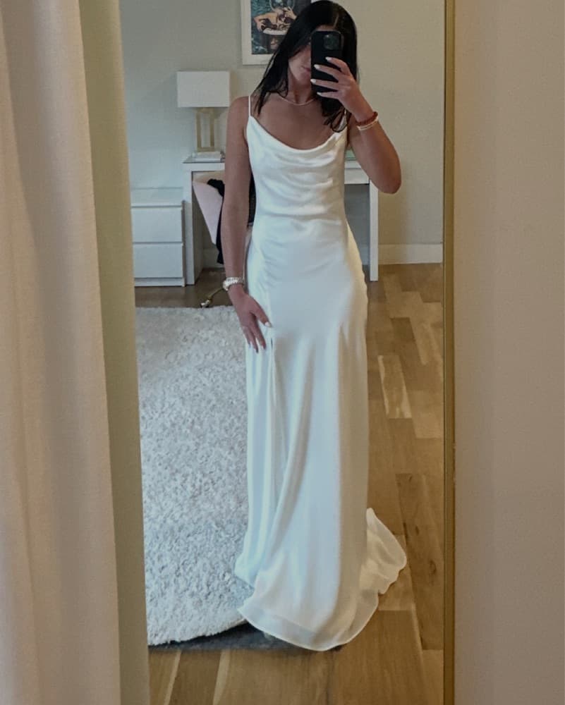 White Satin Long Dress  - Image 2