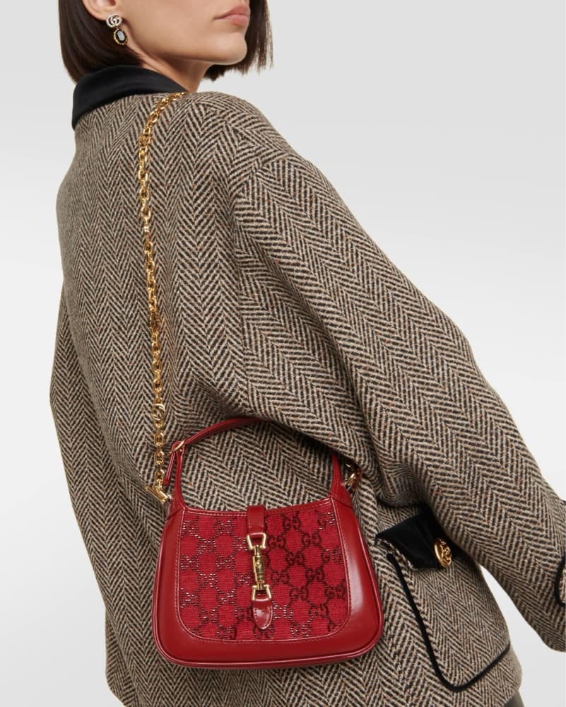Gucci Beaded Crystal Jackie - Burgundy - Image 6