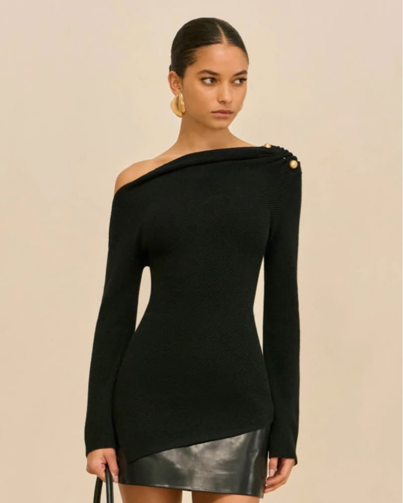 Cult Gaia Off-Shoulder Black Top - Image 1