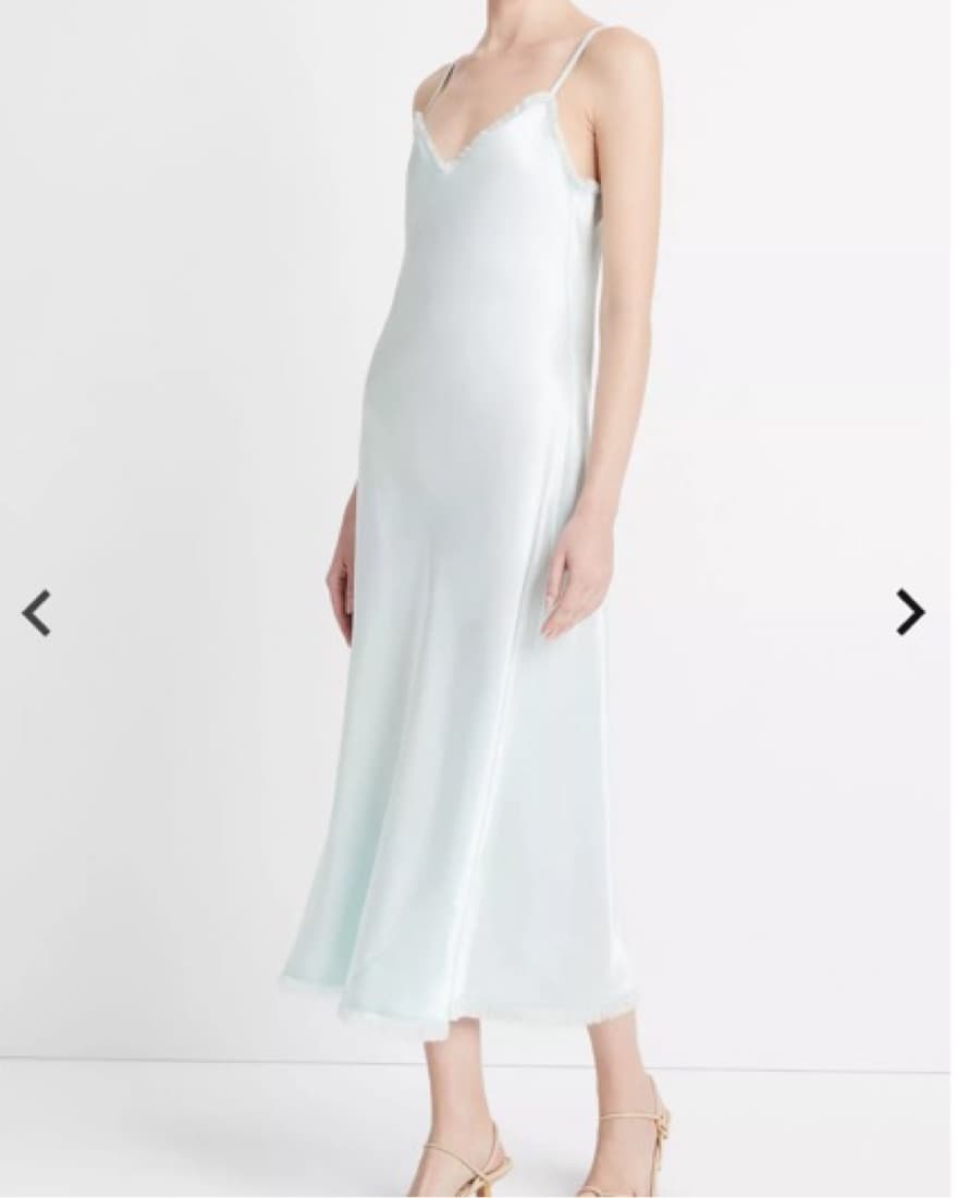 Vince Satin Frayed-Edge Dress - Image 2