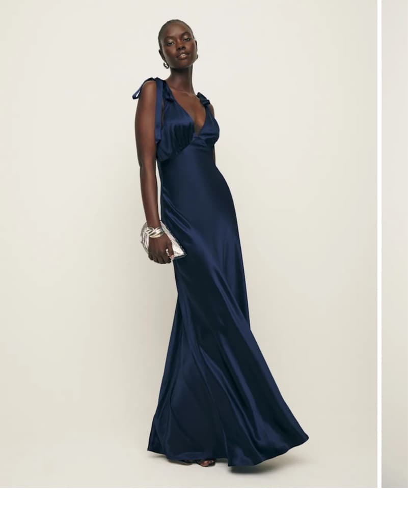 Reformation Navy Pernille Silk Dress - Image 1
