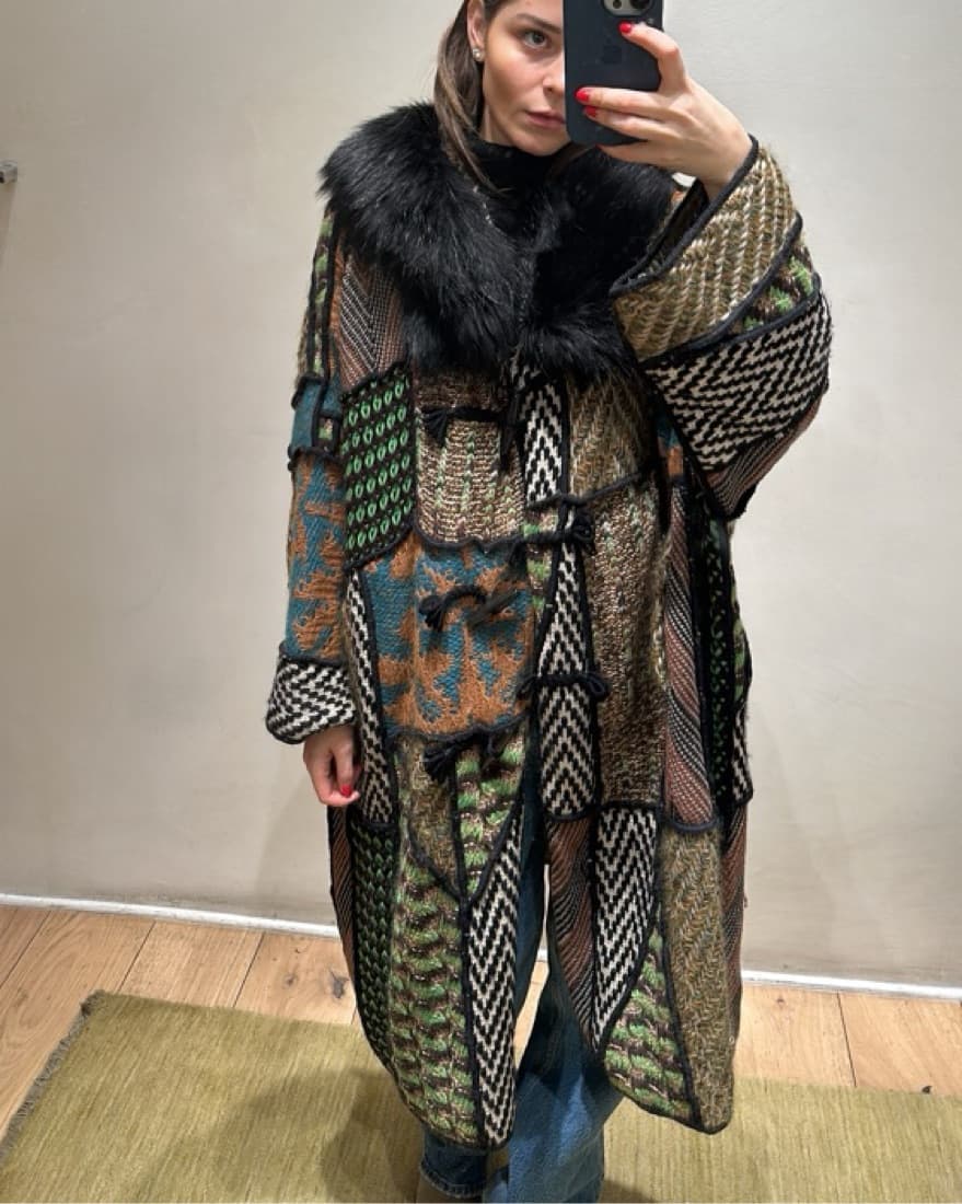 Missoni Patchwork Fur Hooded Coat - Image 1