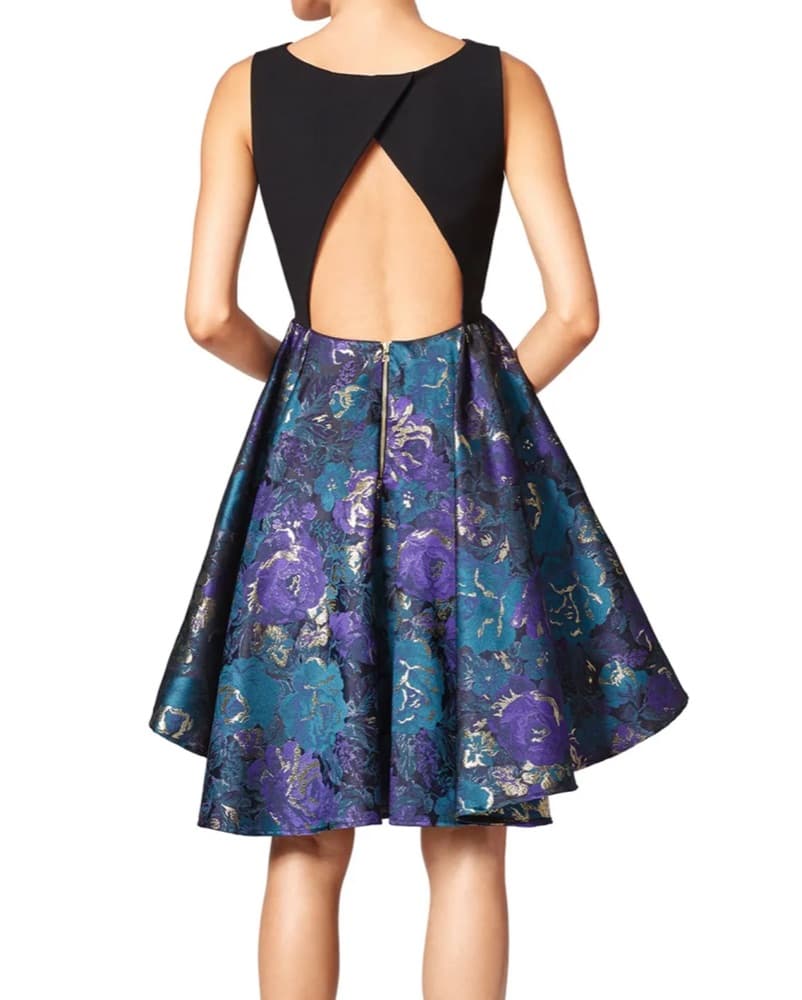 Floral Blue Jaquard Dress - Image 2