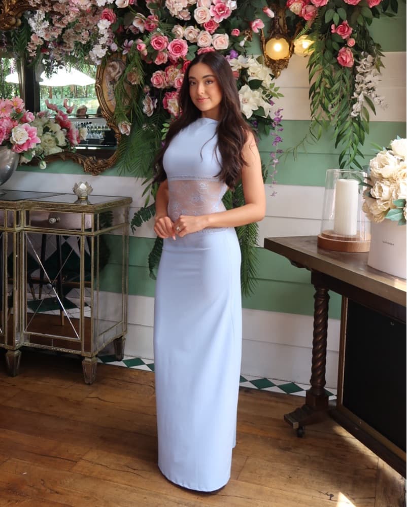 Baby blue Lace-Trimmed Maxi Dress - Image 4