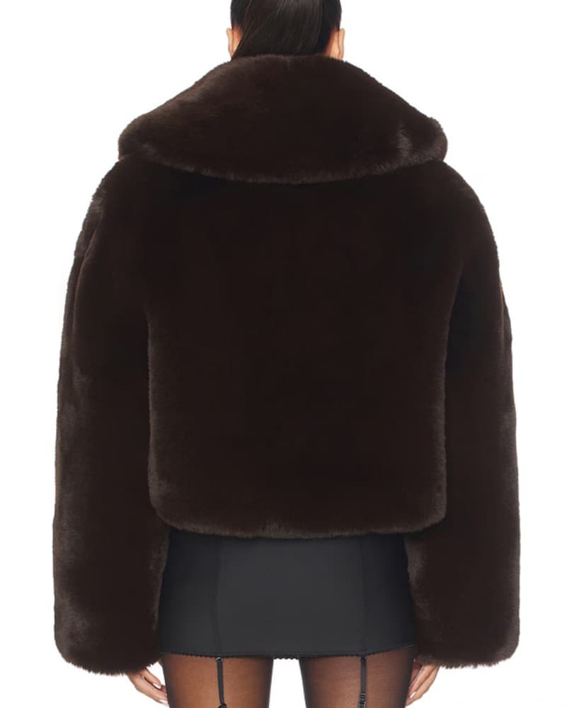 Fluffy Short Fur Jacket In Brown  - Image 4