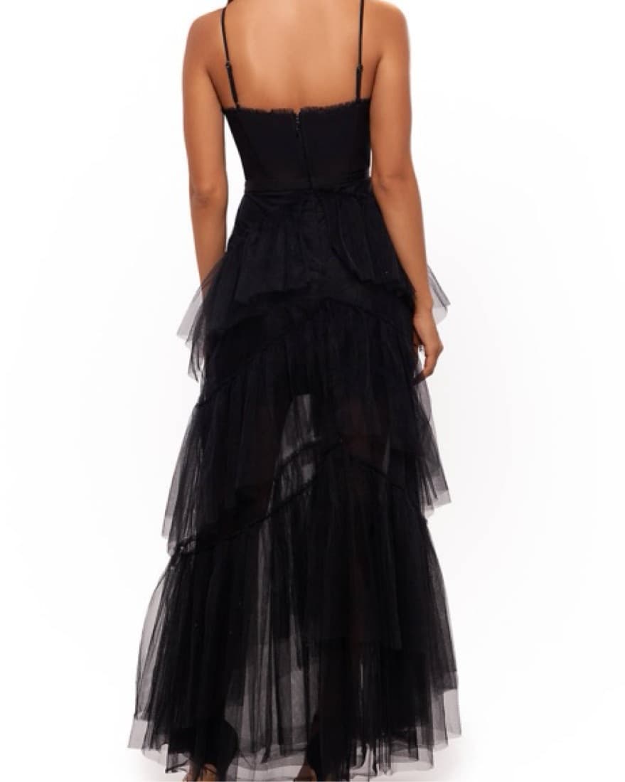 Black Tulle Sheer Mesh formal  - Image 5