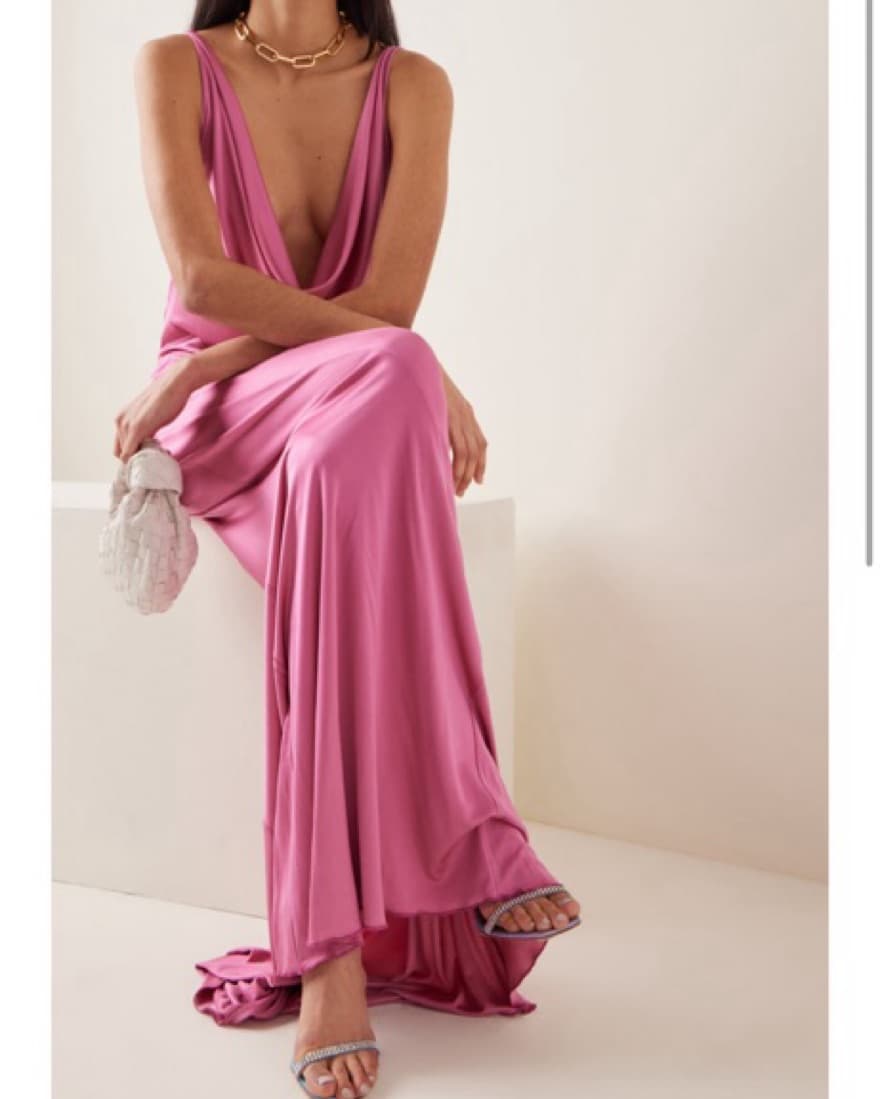 Pink Bias Cut Low Back Gown - Image 2