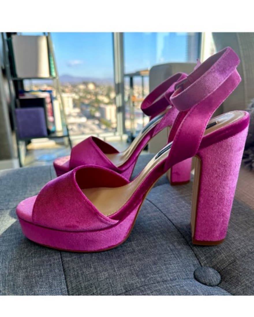 Pink Vegan Suede French Connection Heels - Image 2