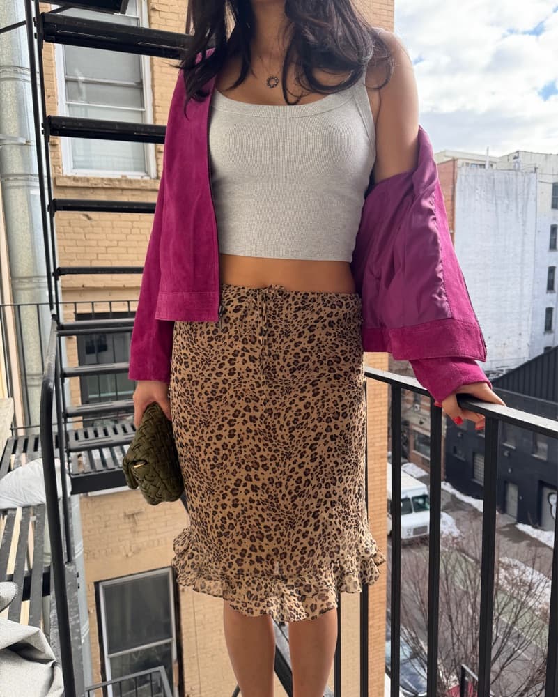 vintage silk leopard print midi skirt  - Image 2