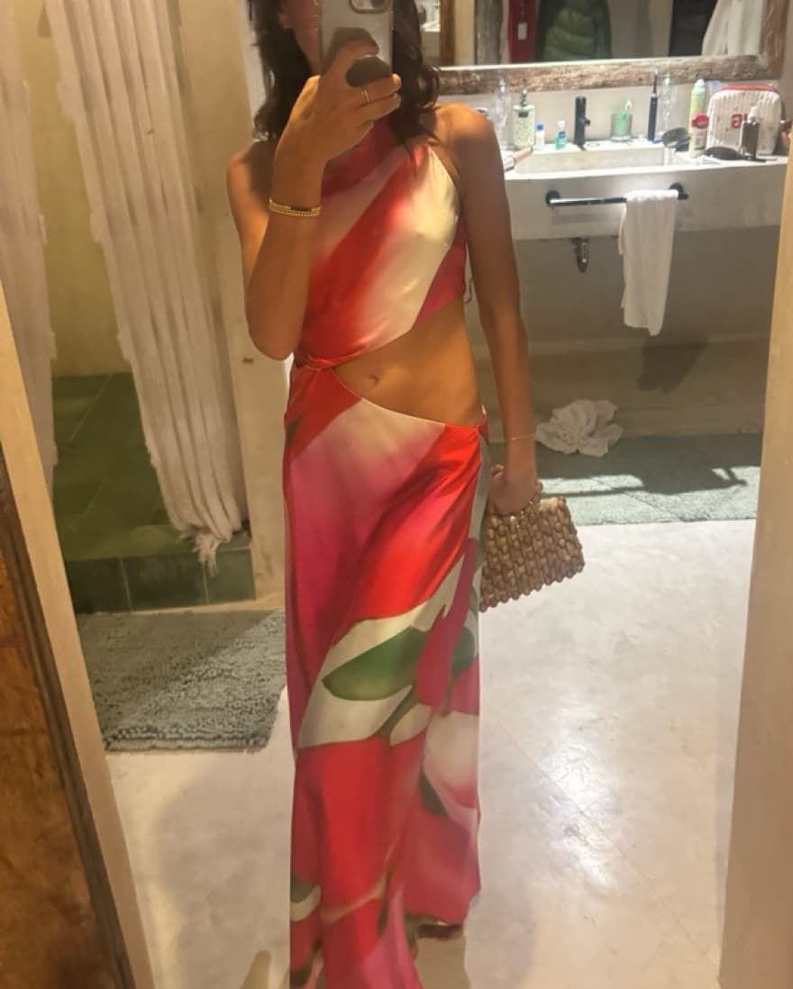 Vibrant Tropical Halter Maxi Dress - Image 2