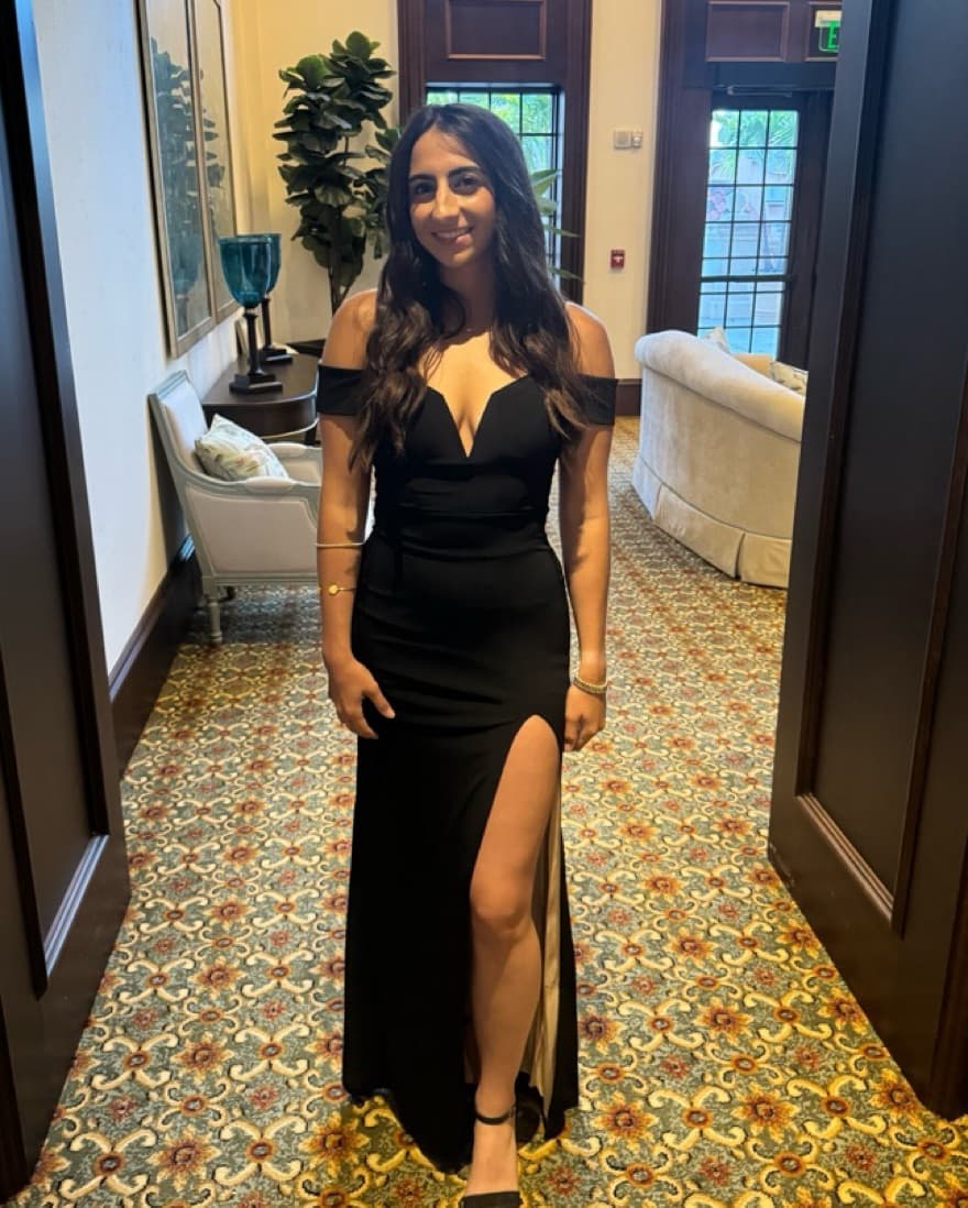Black Tie Floor Length Gown With Slit - Image 1