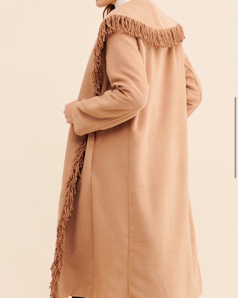 Line + Dot Linda Fringe Coat in Camel - Image 2