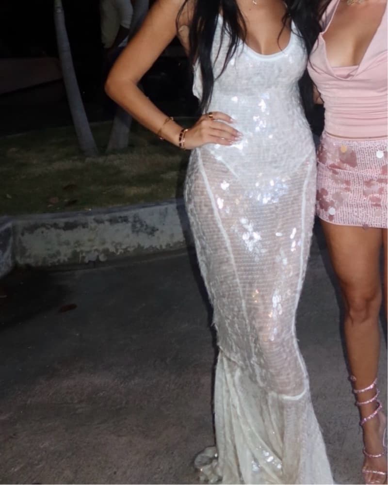 Low Back Fara fishtail Gown Clear White - Image 4
