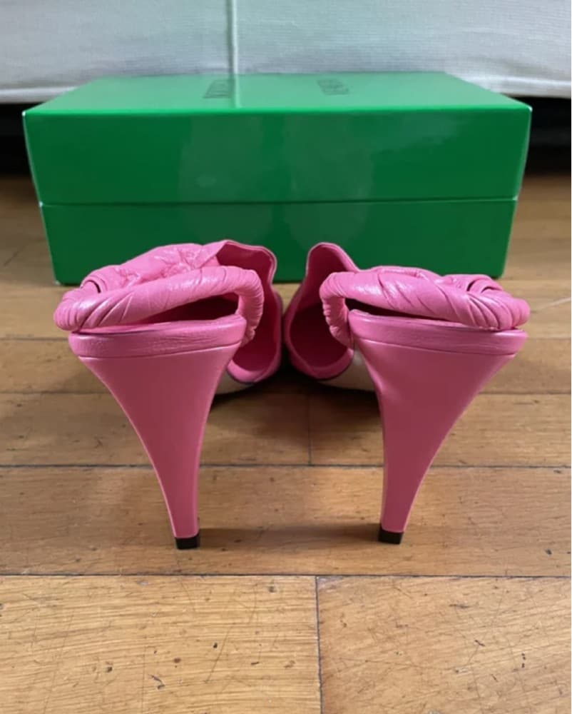Pink Leather Botega Vanetta Heels - Image 4