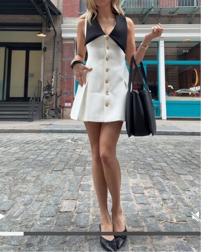 Ivory & Black Mini Dress - Image 4