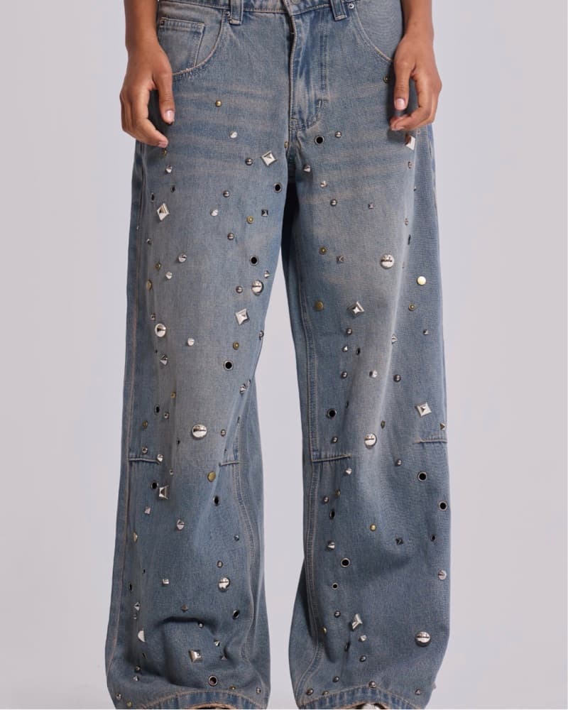 Jaded London Bolted Studded Jeans - Image 1