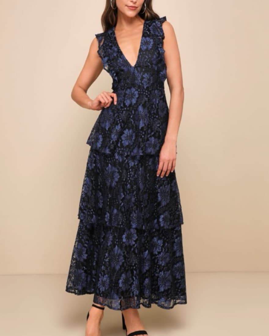 Blue Lulus Layered Maxi Dress - Image 1