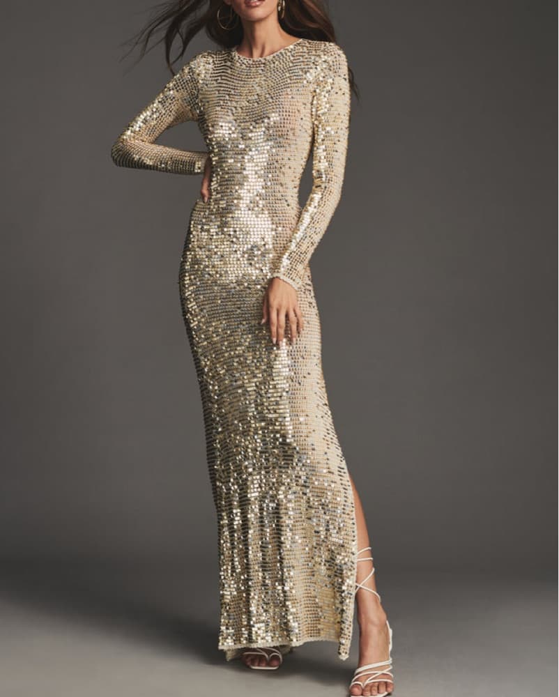 Beach Club Sequin Crochet Maxi Dress - Image 1