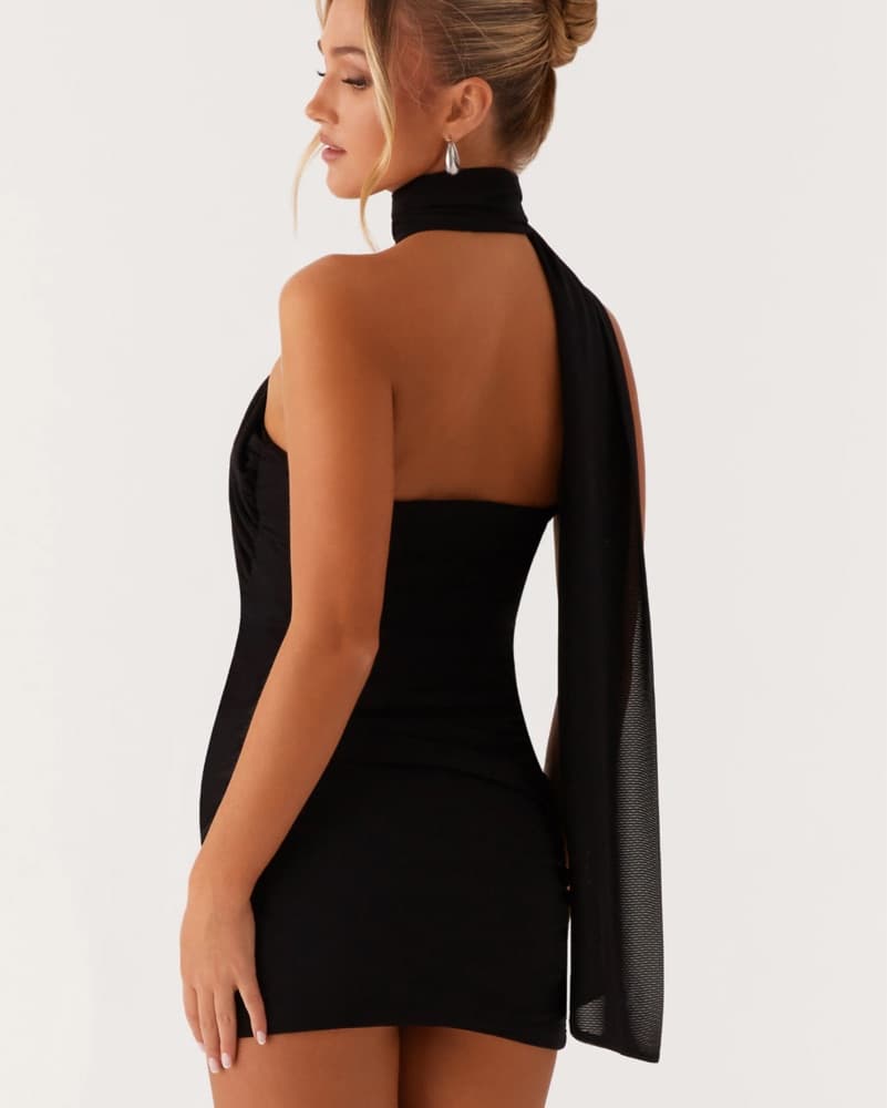 Elegant Black Halter Dress - Image 2