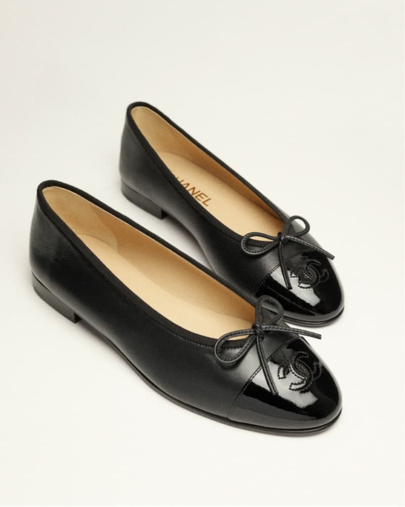 Chanel Ballet Black Patent Leather Flats - Image 1