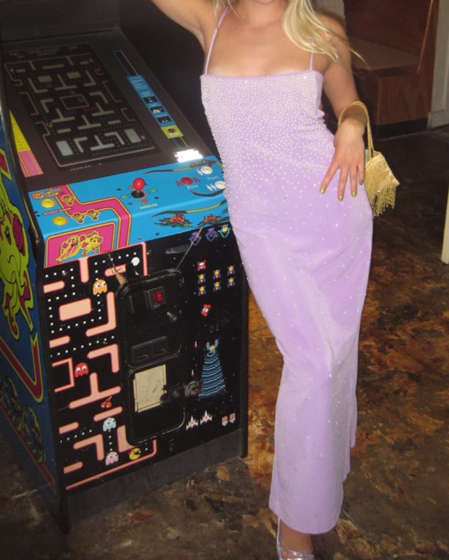 Purple Beaded Vintage Dress - Image 2
