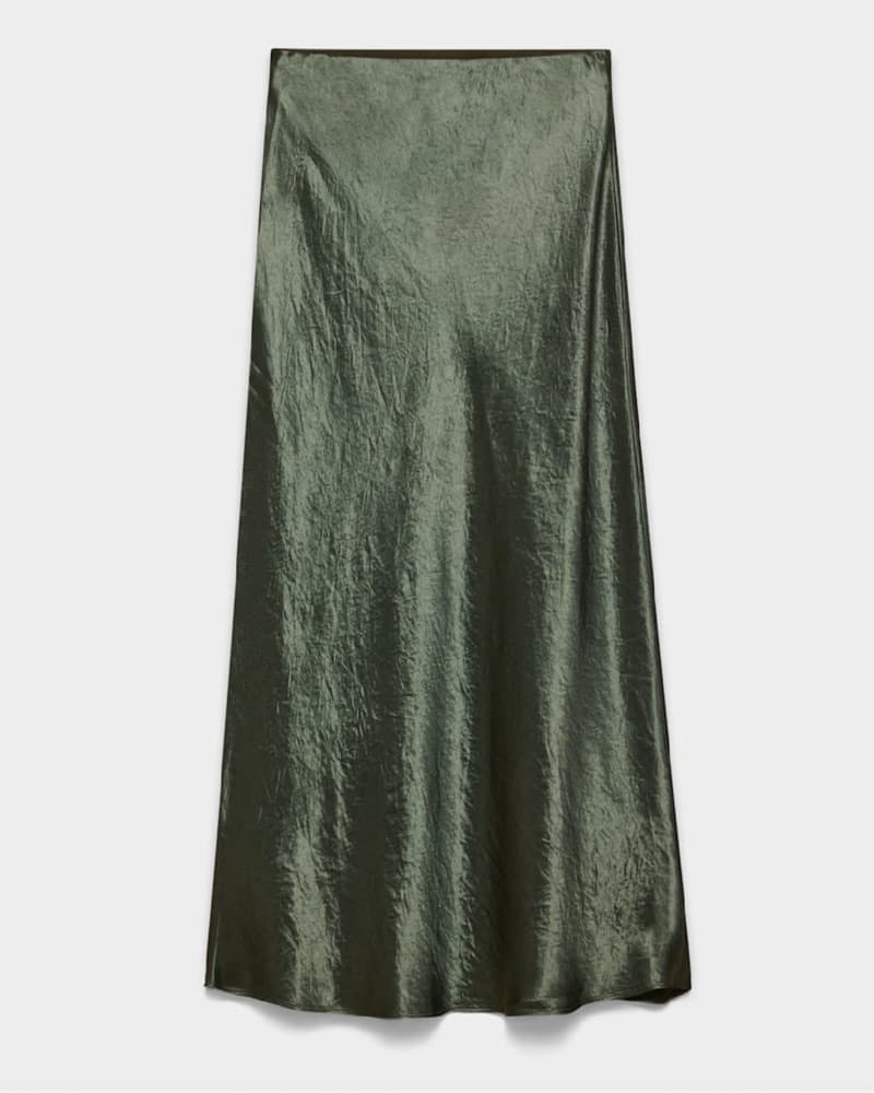 Dark Green Silk Maxi Skirt - Image 1